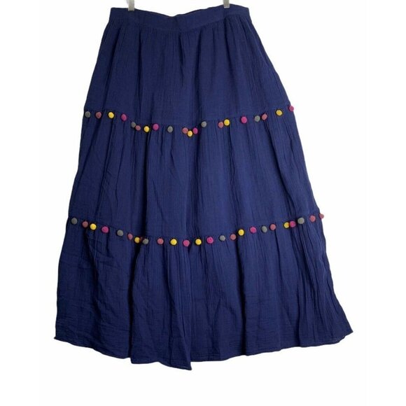 Caslon Dresses & Skirts - Caslon Womens Maxi Tiered Skirt Navy Blue Cotton P